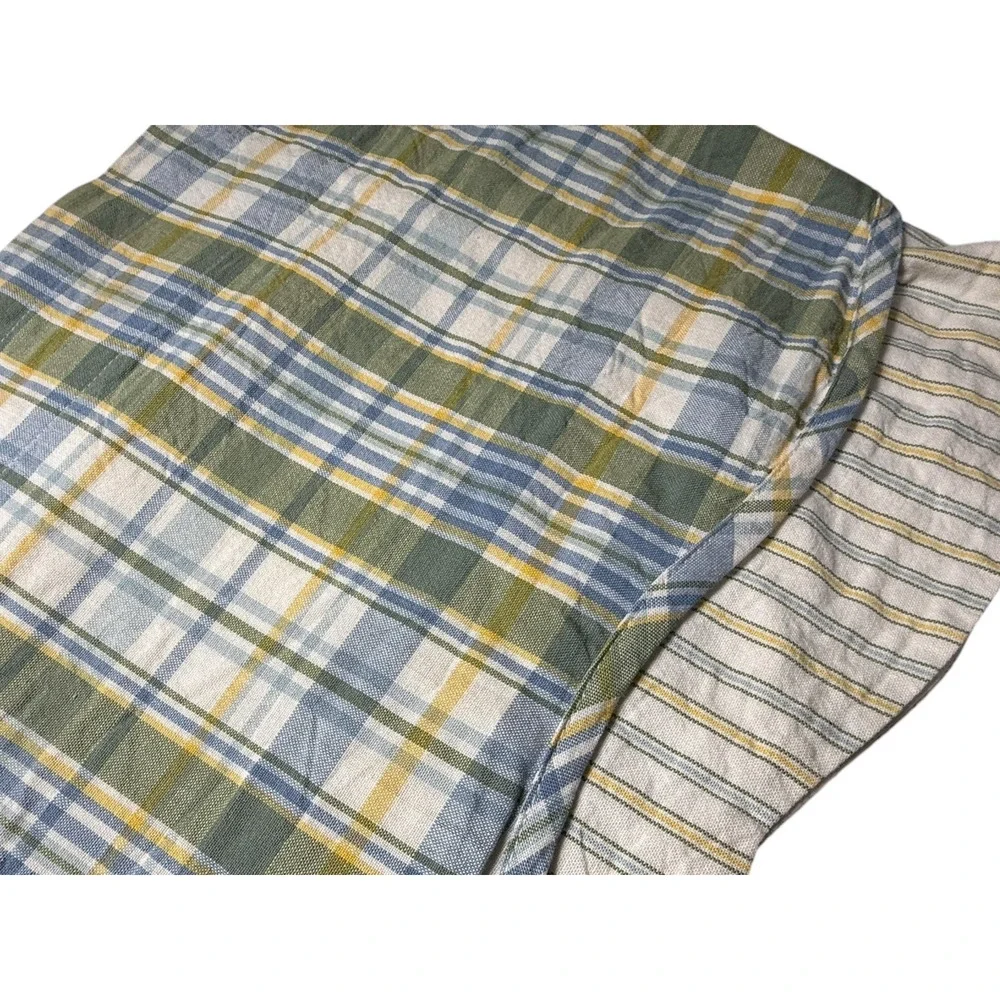 Set of 3 Park Designs Vintage Valances Short Curtains Plaid Stripe Green Blue